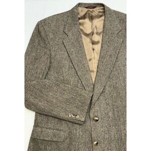VTG 80s Botany 500 Brown Donegal Wool Tweed Red/Green/Rust Flecks Blazer 48R USA